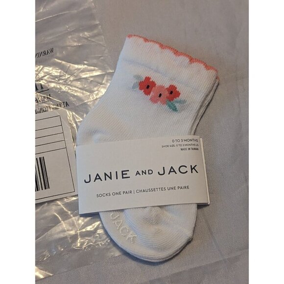 Janie and Jack Other - NWT Janie And Jack Flower Socks Girls 0-3 Months White Knit Scalloped Trim (1078